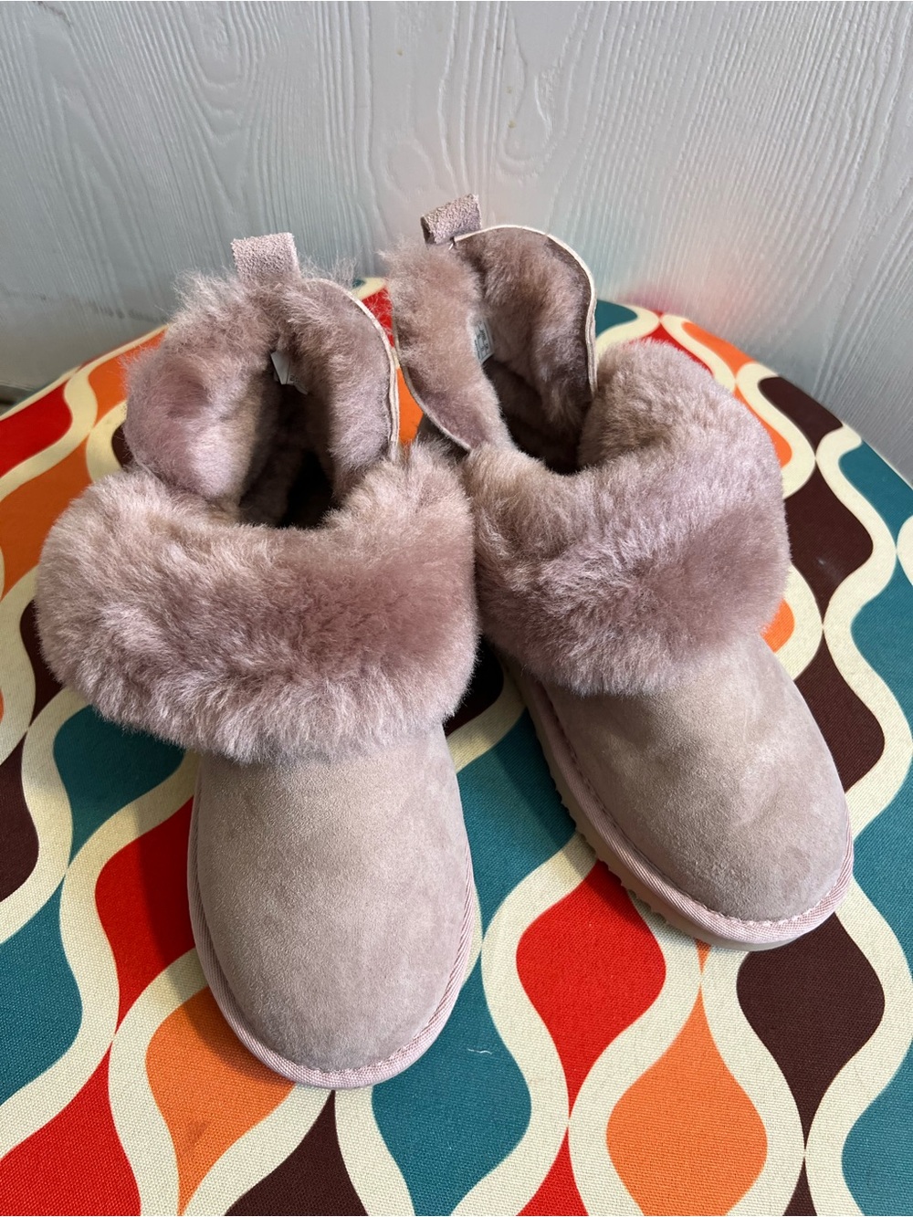 Fireside by Dearfoams Women's Perth Genuine Shearling Foldover